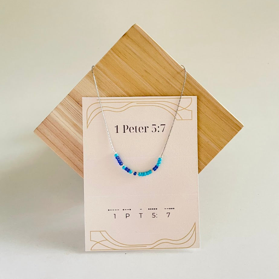 "1 Peter 5:7" Morse Code Necklace