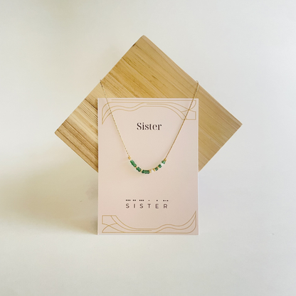 "Sister" Dainty Morse Code Necklace