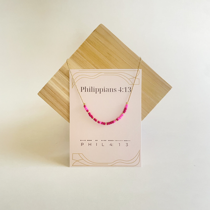 "Philippians 4:13" Dainty Morse Code Necklace